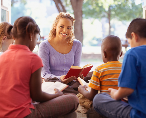 Teacher and children reading