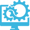 icon gears on computer screen