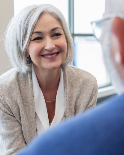 Professional speaking to client