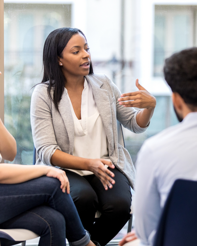 Person leading meeting