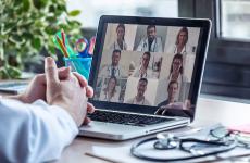 Healthcare professionals in online meeting