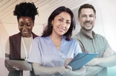 A trio of mental health professionals smile at the camera