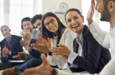 Stock photo of conference attendees