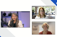 Screenshot of three people on webinar recording. 