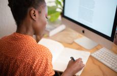 Woman writes a grant