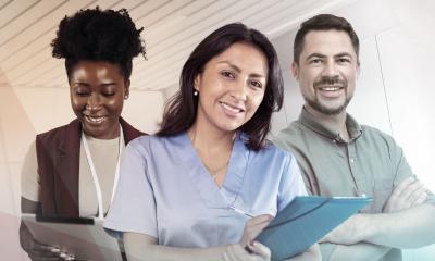 A trio of mental health professionals smile at the camera