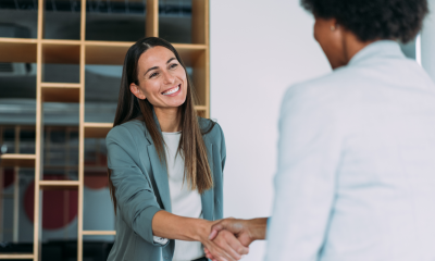 Two professionals shaking hands