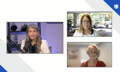 Screenshot of three people on webinar recording. 