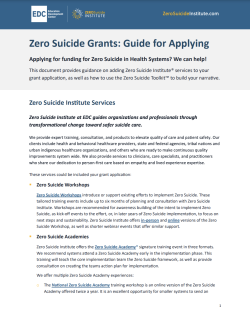 Zero Suicide Grants: Guide for Applying