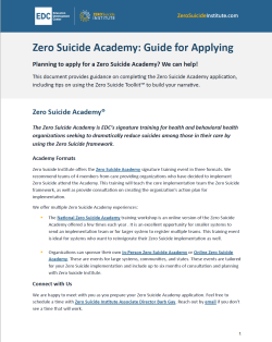 Zero Suicide Academy Guide for Applying
