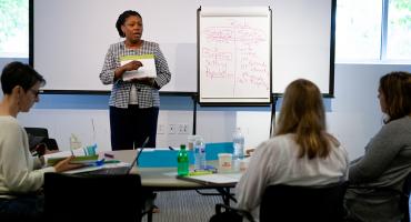 Trainer leading training