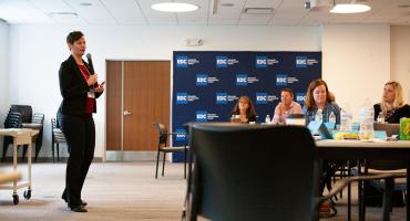 Trainer leading training