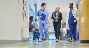 Doctors walking down a hall