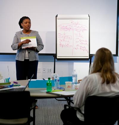 Trainer leading training