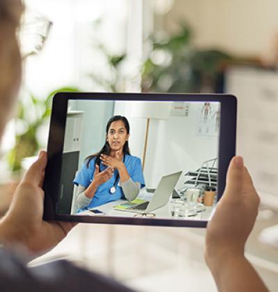 Pictured: A patient on a video call with a healthcare worker 