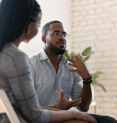 Person leading meeting