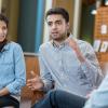 Therapist talking with clients